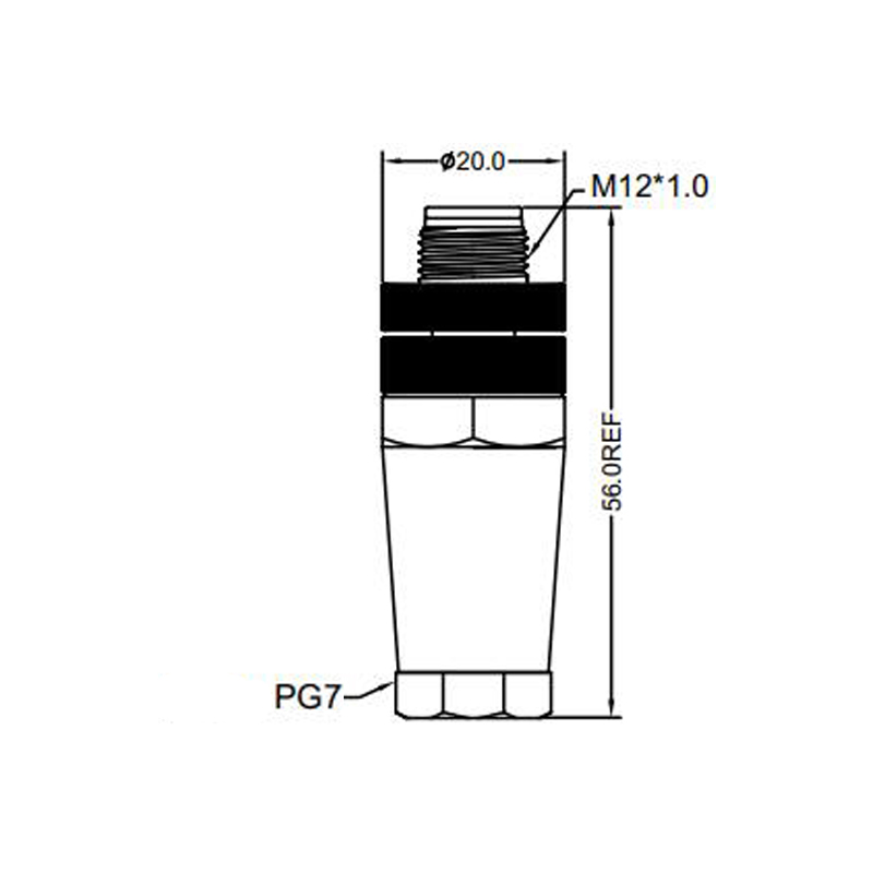 M12 4pins A code male straight plastic assembly connector PG7 thread, unshielded,suitable cable outer diameter 4.0mm-6.0mm